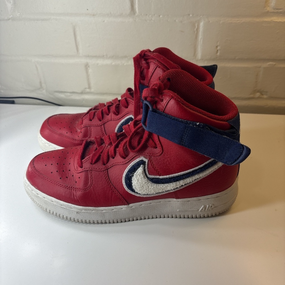 Nike Air Force 1 High 3D Chenille Swoosh Red White Blue 8.5